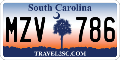 SC license plate MZV786