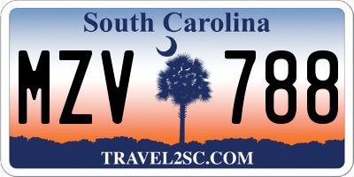 SC license plate MZV788