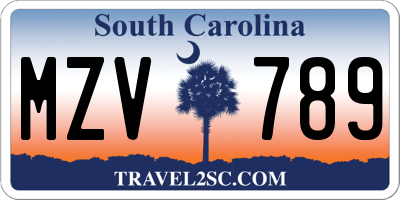 SC license plate MZV789