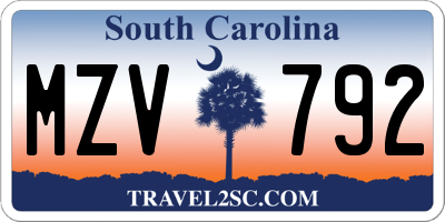 SC license plate MZV792