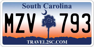 SC license plate MZV793