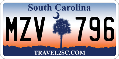 SC license plate MZV796