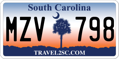 SC license plate MZV798