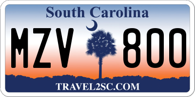 SC license plate MZV800