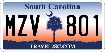 SC license plate MZV801