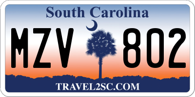SC license plate MZV802