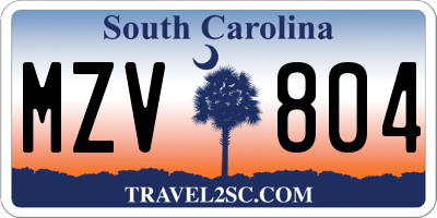 SC license plate MZV804