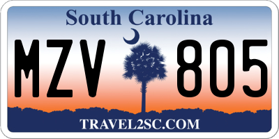 SC license plate MZV805