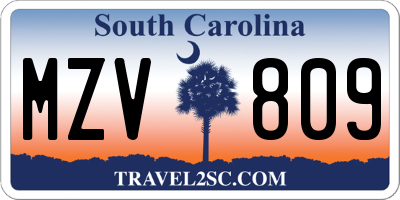 SC license plate MZV809