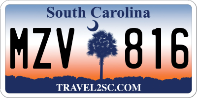 SC license plate MZV816