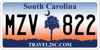 SC license plate MZV822