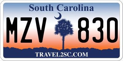 SC license plate MZV830