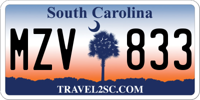 SC license plate MZV833