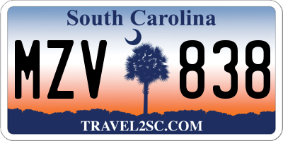 SC license plate MZV838
