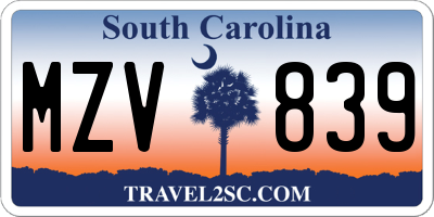 SC license plate MZV839