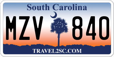 SC license plate MZV840