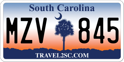 SC license plate MZV845