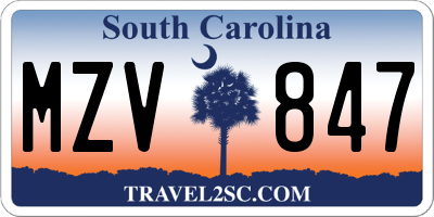 SC license plate MZV847