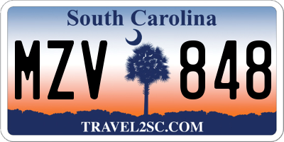 SC license plate MZV848