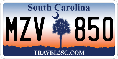 SC license plate MZV850