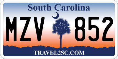SC license plate MZV852