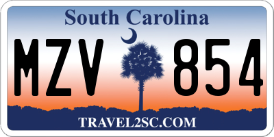 SC license plate MZV854