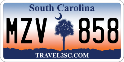SC license plate MZV858