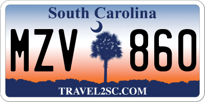 SC license plate MZV860
