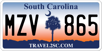 SC license plate MZV865