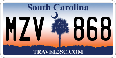 SC license plate MZV868