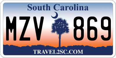 SC license plate MZV869