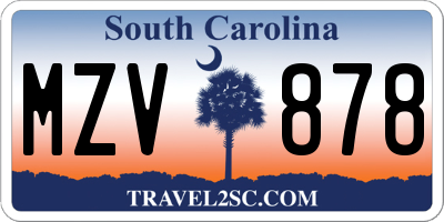 SC license plate MZV878