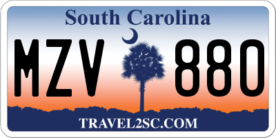 SC license plate MZV880
