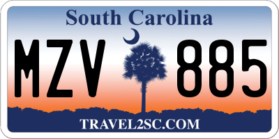 SC license plate MZV885