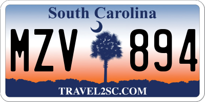 SC license plate MZV894