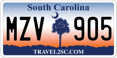 SC license plate MZV905