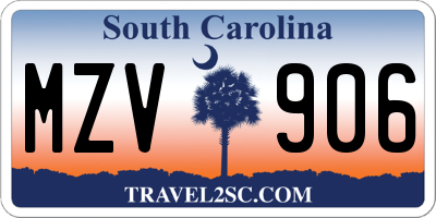 SC license plate MZV906