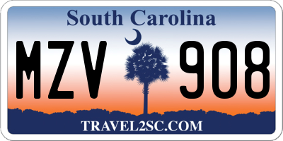 SC license plate MZV908