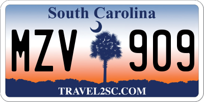 SC license plate MZV909