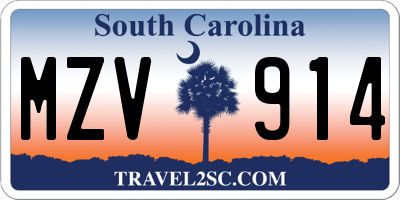 SC license plate MZV914