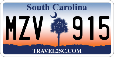 SC license plate MZV915