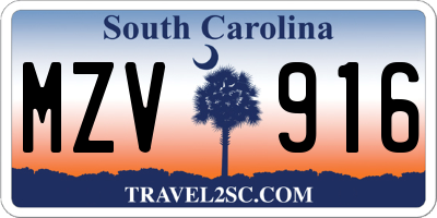 SC license plate MZV916