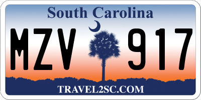 SC license plate MZV917