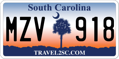 SC license plate MZV918