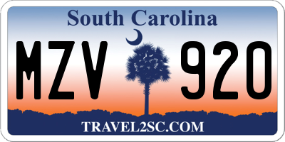 SC license plate MZV920
