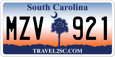 SC license plate MZV921