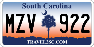 SC license plate MZV922