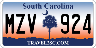 SC license plate MZV924