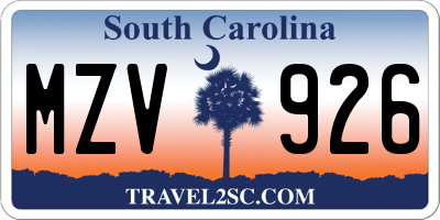 SC license plate MZV926