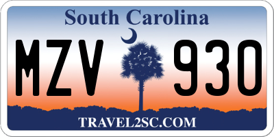 SC license plate MZV930